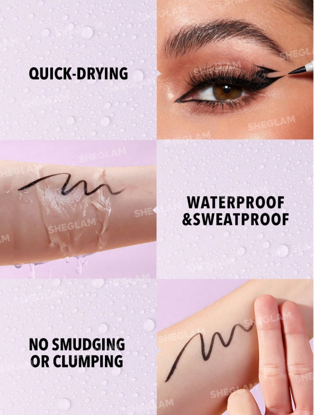 SHEGLAM So Rich Waterproof Liquid Eyeliner, High Pigment Matte Black Eyeliner Pen, Quick-Drying, Ultra-fine