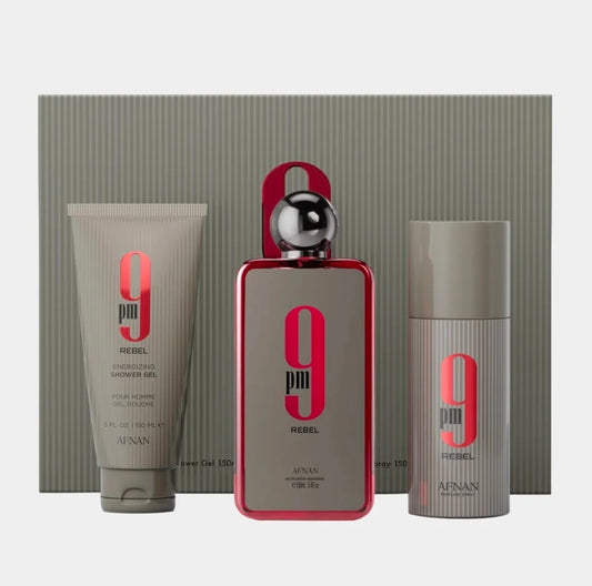 مجموعة هدايا عطر أفنان 9 بي إم ريبل (Afnan 9PM Rebel) للجنسين