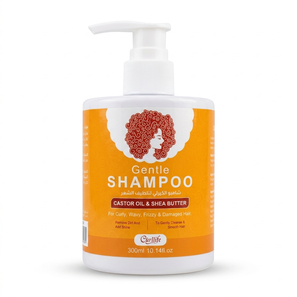 شامبو لطيف للشعر الكيرلي بزيت الخروع وزبدة الشيا من كورلايف (Curllife Gentle Shampoo)