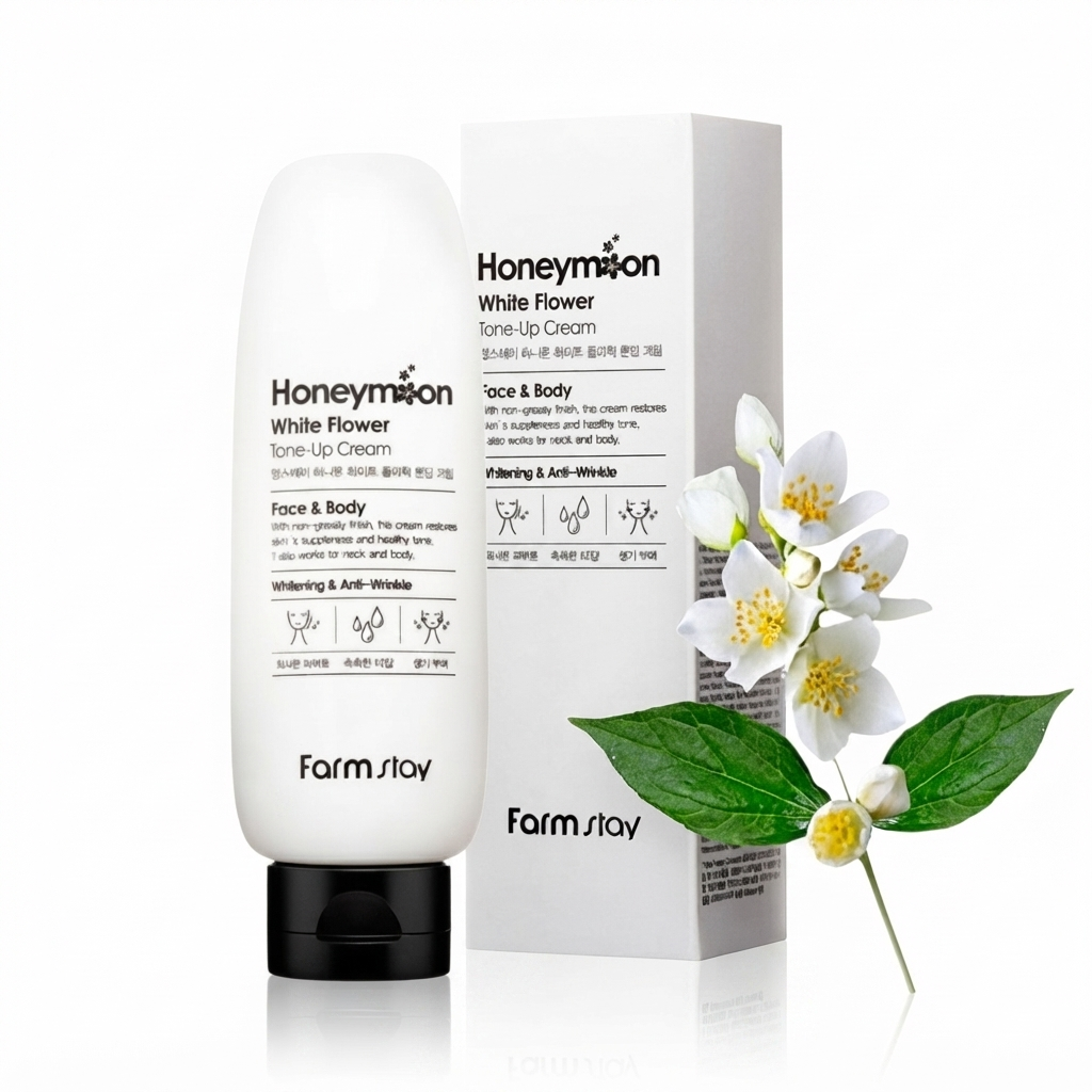 كريم تبييض وتوحيد اللون بالزهور البيضاء هانيمون فارمستاي (Farmstay Honeymoon White Flower Tone-Up Cream)