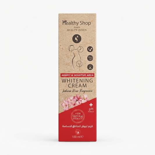 كريم تبييض المناطق الحساسة وتحت الإبطين بخلاصة زهرة الساكورا والورد من هيلثي شوب (Healthy Shop Paris Whitening Cream - Sakura Rose Fragrance)