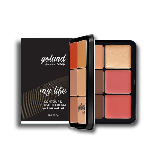 12-Color Contour & Blush Palette for Blending, Sculpting, and a Natural Radiance from Yoland Beauty