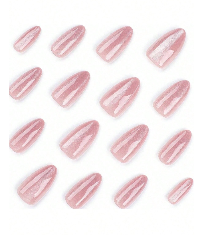 Shiny pink acrylic nails