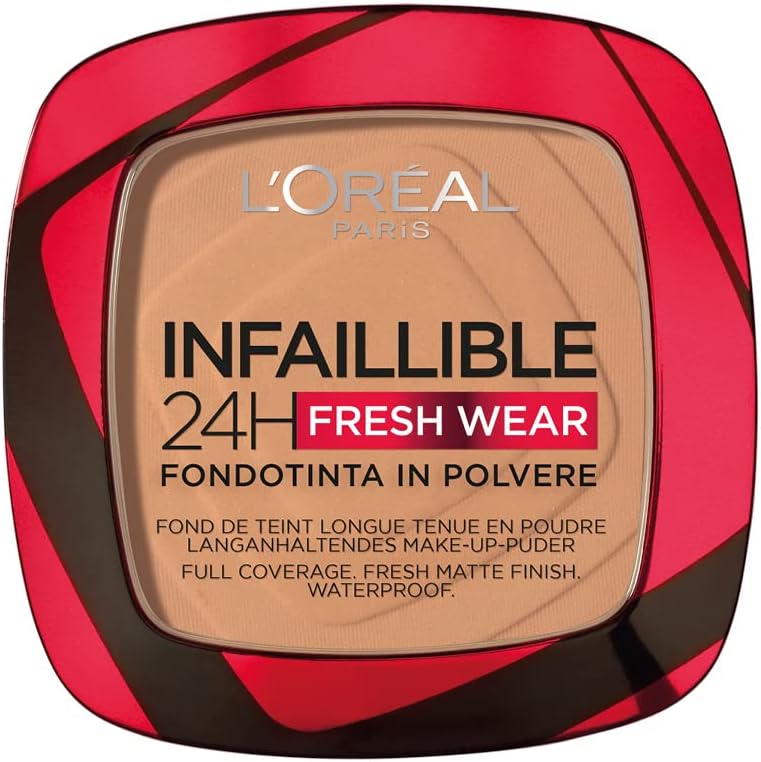 L'Oreal Paris Infallible Fresh Wear 24HR Foundation - Waterproof Full Coverage Matte Powder, Transfer-Proof