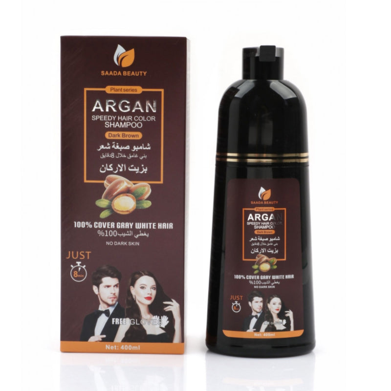 Saadah Beauty Argan Oil Hair Dye Shampoo Dark Brown - 400ml