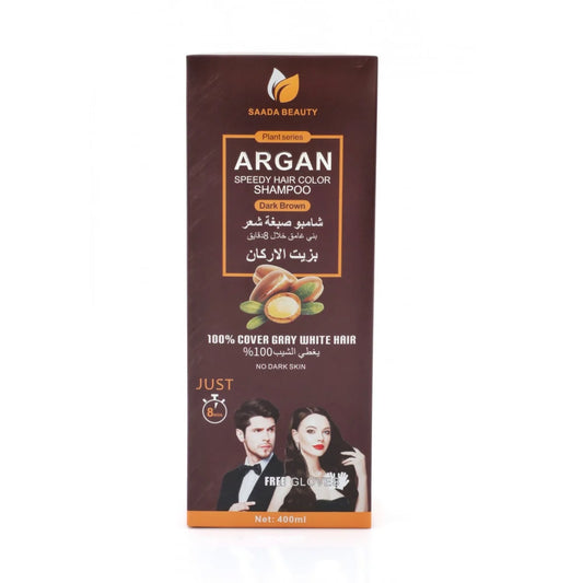 Saadah Beauty Argan Oil Hair Dye Shampoo Dark Brown - 400ml
