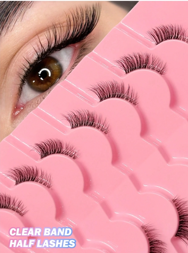 رموش نصفية مع شريط شفاف ذيل عين القطة7زوج