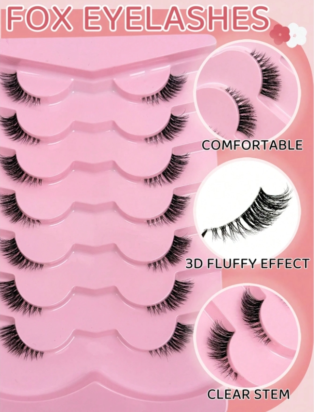 رموش نصفية مع شريط شفاف ذيل عين القطة7زوج