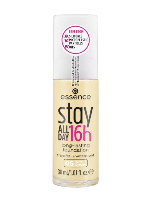 stay ALL DAY 16h long-lasting Foundation كريم أساس يدوم طويلا مع ملمس مقاوم للماء لنهاية ناعمة وغير لامعة