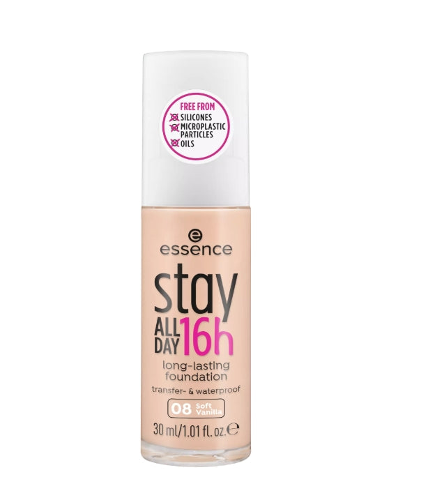 stay ALL DAY 16h long-lasting Foundation كريم أساس يدوم طويلا مع ملمس مقاوم للماء لنهاية ناعمة وغير لامعة