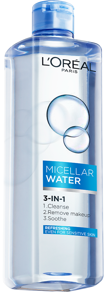 لوريال باريس ماء ميسيلار 3 في 1 (L'Oréal Paris 3-In-1 Micellar Water)، وهو منظف ومزيل للمكياج. 