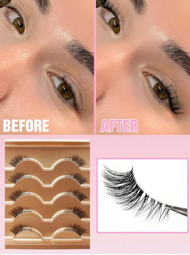 5 Pairs Natural Cat Eye False Eyelashes