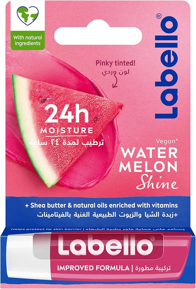 Labello Lip Balm, Lip Care and Moisture, Watermelon Shine, 4.8 g.