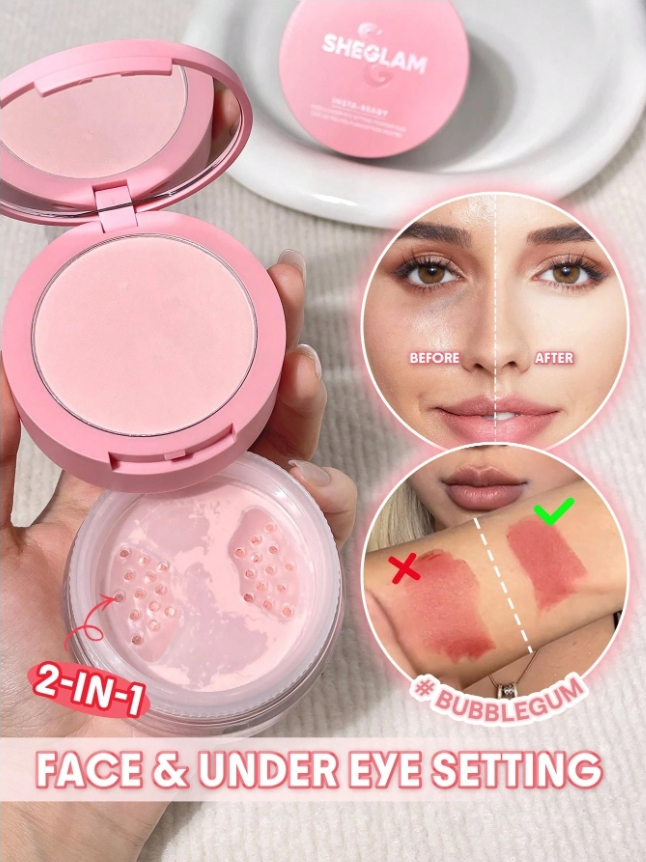 بودرة تثبيت سائبة2في 1 SHEGLAM بودرة تثبيت الوجه وتحت العين