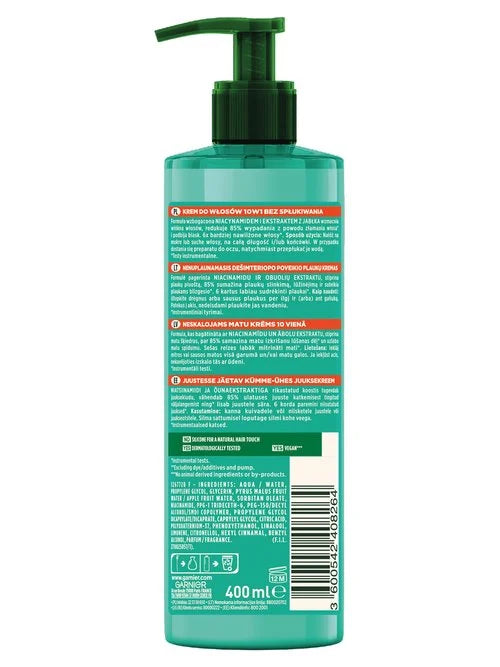 Garnier Fructis Grow Strong 10-in-1 Leave-In Cream، كريم لتصفيف وتقوية الشعر الضعيف والقابل للتكسر