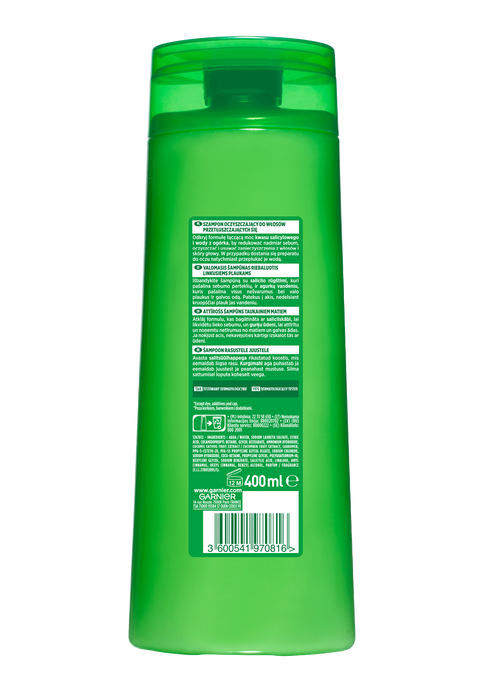 Garnier Fructis Purifying Shampoo for Oily Hair with Salicylic Acid and Cucumber Extract, 250ml
