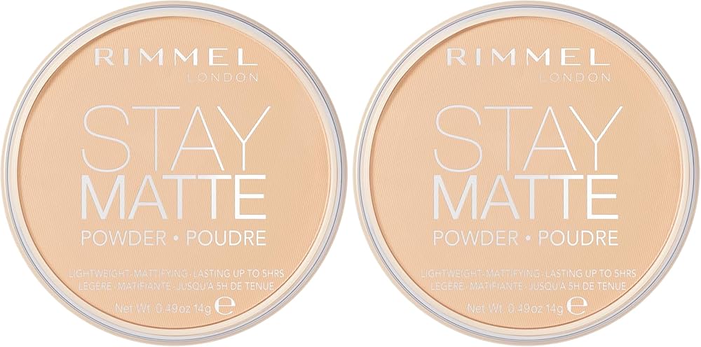 Rimmel London Stay Matte Pressed Powder, Lightweight, High Coverage, Shine Control, 0.44 oz