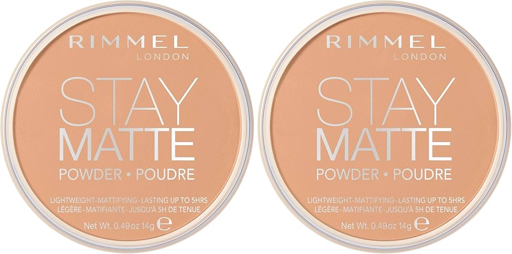 Rimmel London Stay Matte Pressed Powder, Lightweight, High Coverage, Shine Control, 0.44 oz