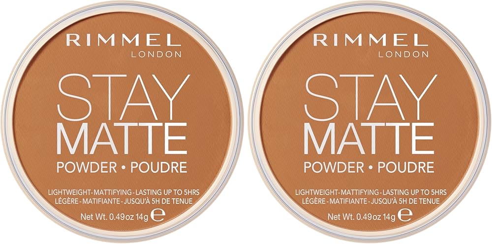 Rimmel London Stay Matte Pressed Powder, Lightweight, High Coverage, Shine Control, 0.44 oz