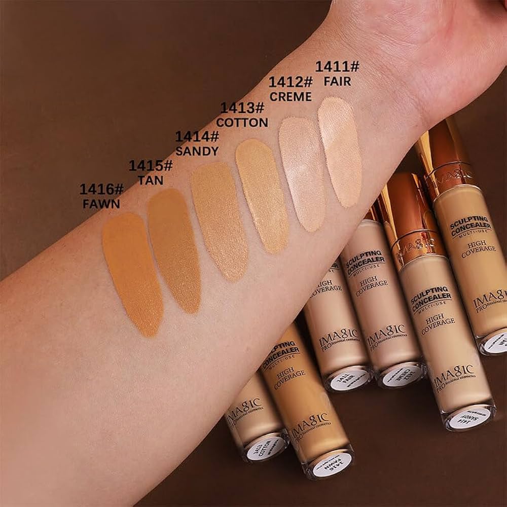 IMAGIC Professional Sculpting Concealer، كونسيلر خافي عيوب كريمي متعدد الاستخدامات يوفر تغطية عالية لإخفاء الهالات السوداء وعيوب البشرة