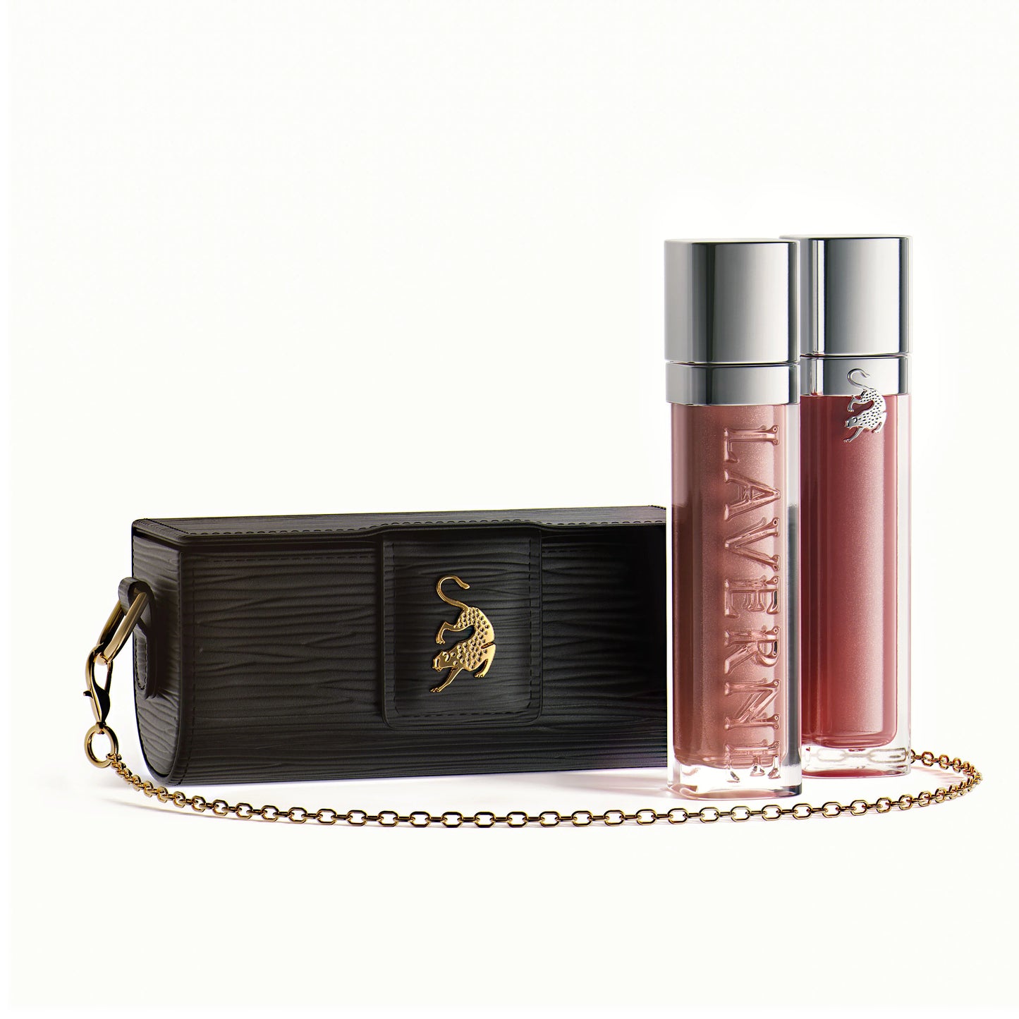 Laverne sitting with the bag (beauty set)