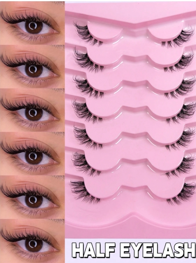 رموش نصفية مع شريط شفاف ذيل عين القطة7زوج