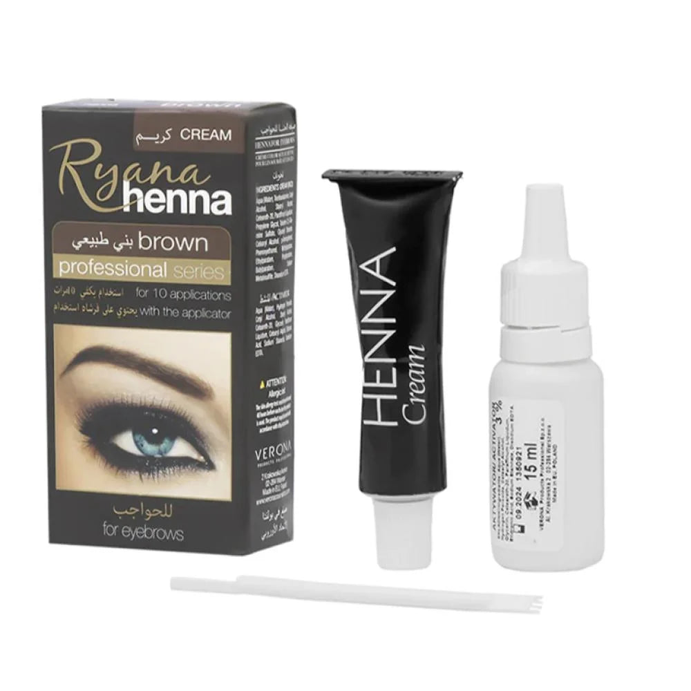 Riyanna Henna Cream Dye for Eyebrows Natural Brown - 30ml