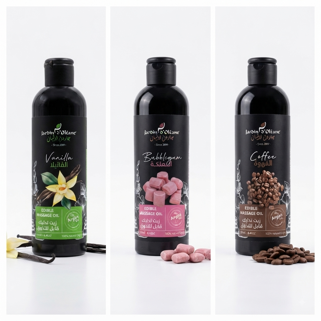 تشكيلة زيوت التدليك القابلة للتذوق الفاخرة من جاردن أوليان (Jardin d'Oléane Edible Massage Oil Collection)