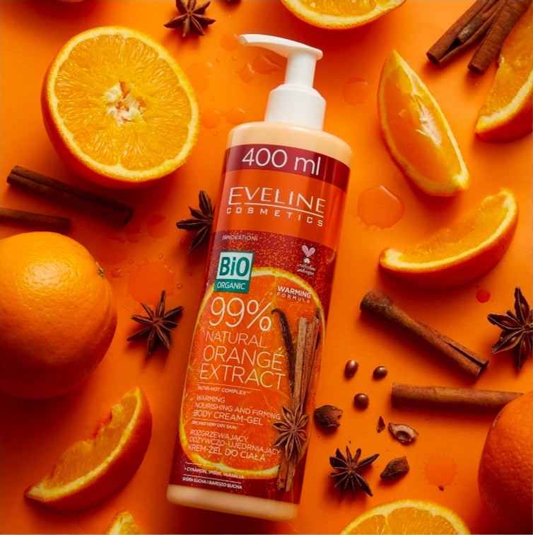 كريم جل الجسم المدفئ والمغذي بخلاصة البرتقال الطبيعي إيفلين (Eveline Cosmetics Bio Organic Orange Extract Body Cream-Gel)