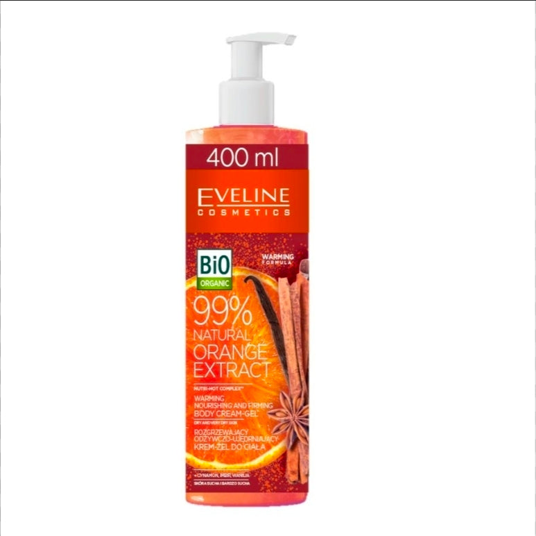 كريم جل الجسم المدفئ والمغذي بخلاصة البرتقال الطبيعي إيفلين (Eveline Cosmetics Bio Organic Orange Extract Body Cream-Gel)