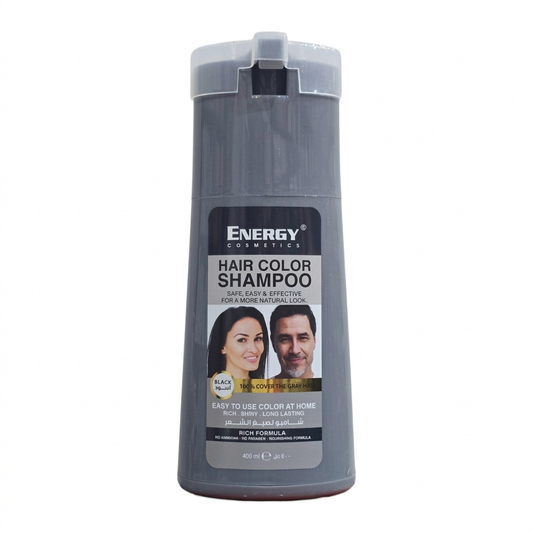 شامبو صبغ الشعر الملون من أنرجي كوزمتكس - أسود (Energy Cosmetics Hair Color Shampoo - Black)