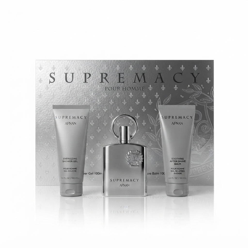 طقم هدايا رجالي سوبريماسي سيلفر (Supremacy Silver) من علامة أفنان (Afnan