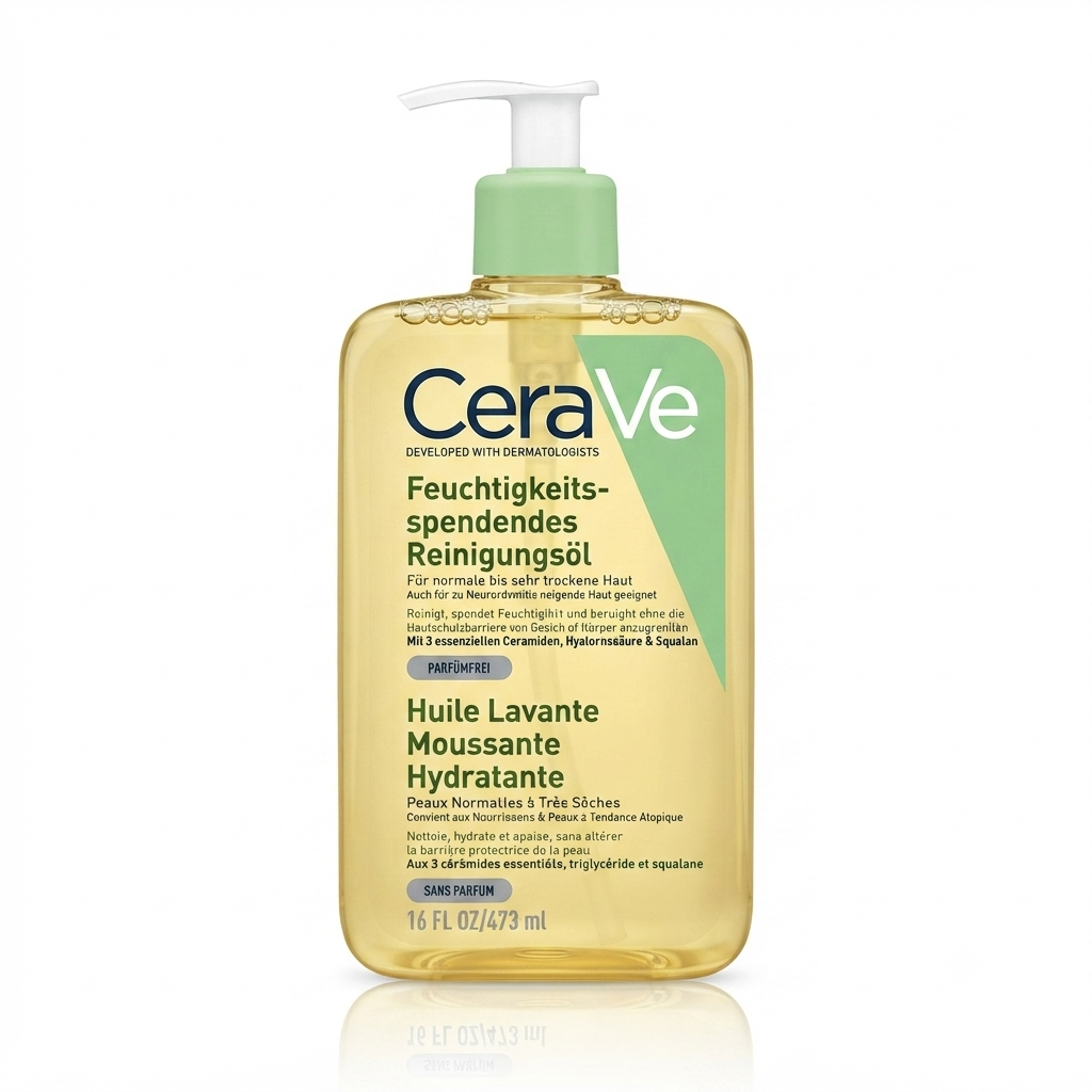 غسول زيتي لي التنظيف وا الترطيب من سيرافي (CeraVe Feuchtigkeitsspendendes Reinigungöl / Huile Lavante Moussante Hydratante).. تنظيف عميق وترطيب فاخر يحضن بشرتكِ