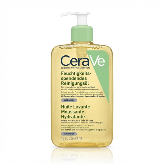 غسول زيتي لي التنظيف وا الترطيب من سيرافي (CeraVe Feuchtigkeitsspendendes Reinigungöl / Huile Lavante Moussante Hydratante).. تنظيف عميق وترطيب فاخر يحضن بشرتكِ