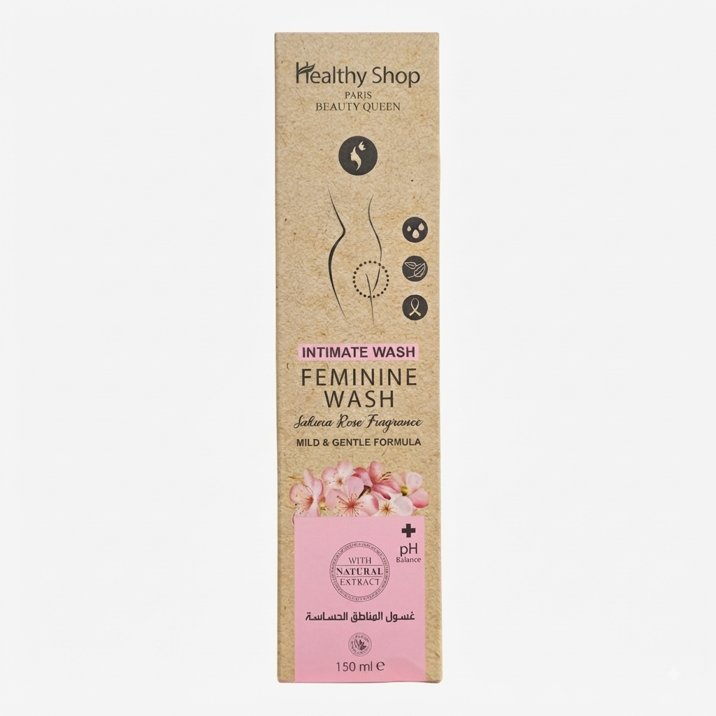 غسول المناطق الحساسة بعطر زهرة الساكورا والورد من هيلثي شوب (Healthy Shop Paris Feminine Wash - Sakura Rose Fragrance