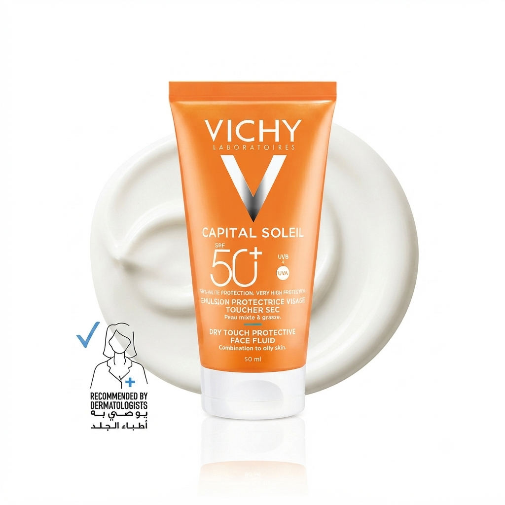 سائل الوجه الواقي الملمس الجاف كابيتال سوليل SPF 50+ من فيشي (Vichy Capital Soleil Dry Touch Protective Face Fluid)