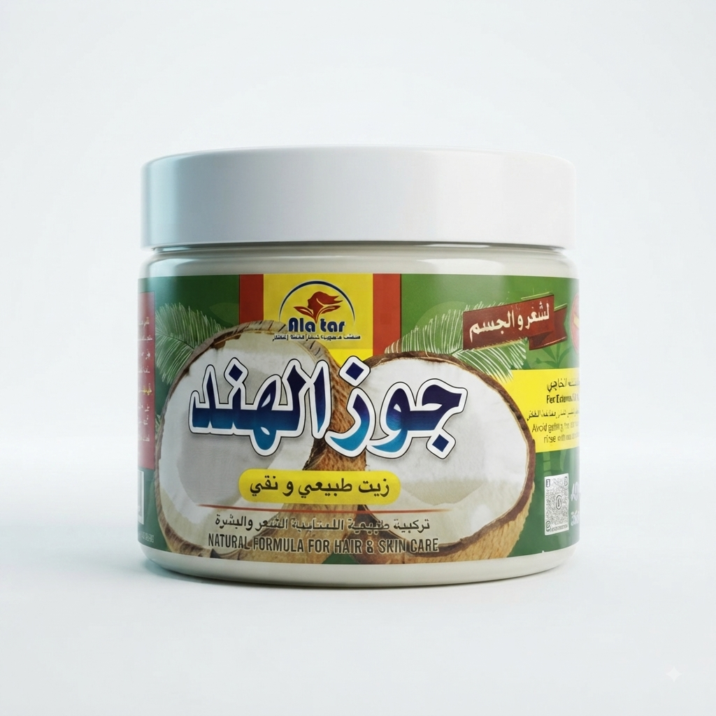 زيت جوز الهند النقي والطبيعي للعناية بالشعر والبشرة من العطار (Alatar Pure Natural Coconut Oil)