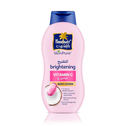 لوشن الجسم المفتّح بالفيتامين C وزيت جوز الهند البكر باراشوت سكين بيور (Parachute SkinPure Brightening Vitamin C Body Lotion)