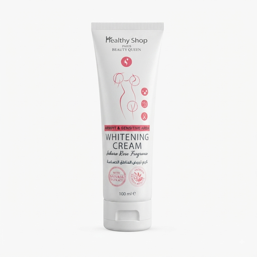 كريم تبييض المناطق الحساسة وتحت الإبطين بخلاصة زهرة الساكورا والورد من هيلثي شوب (Healthy Shop Paris Whitening Cream - Sakura Rose Fragrance)