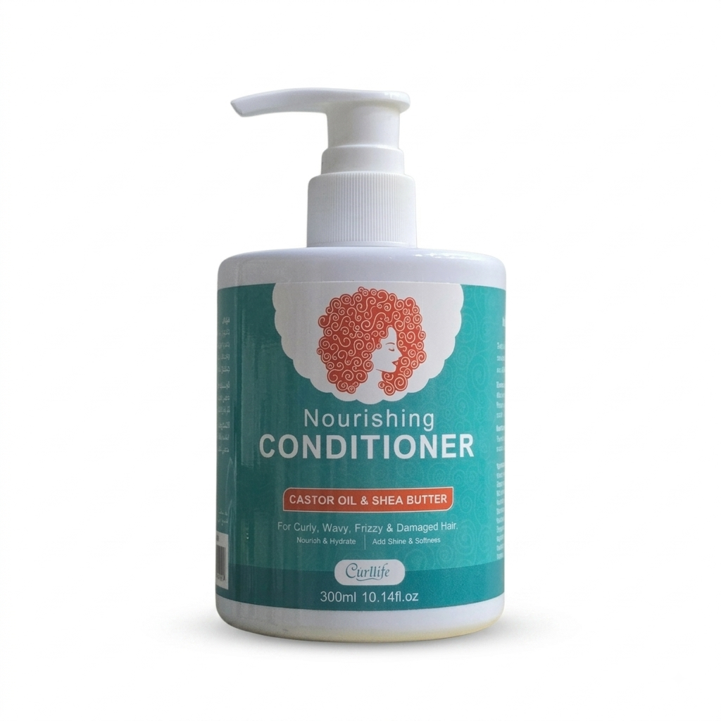 بلسم مرطب ومغذي للشعر بزيت الخروع زبدة الشيا من كورلايف (Curllife Nourishing Conditioner)