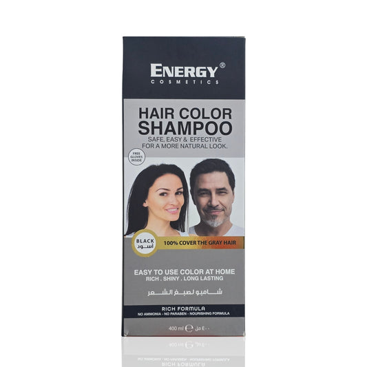شامبو صبغ الشعر الملون من أنرجي كوزمتكس - أسود (Energy Cosmetics Hair Color Shampoo - Black)