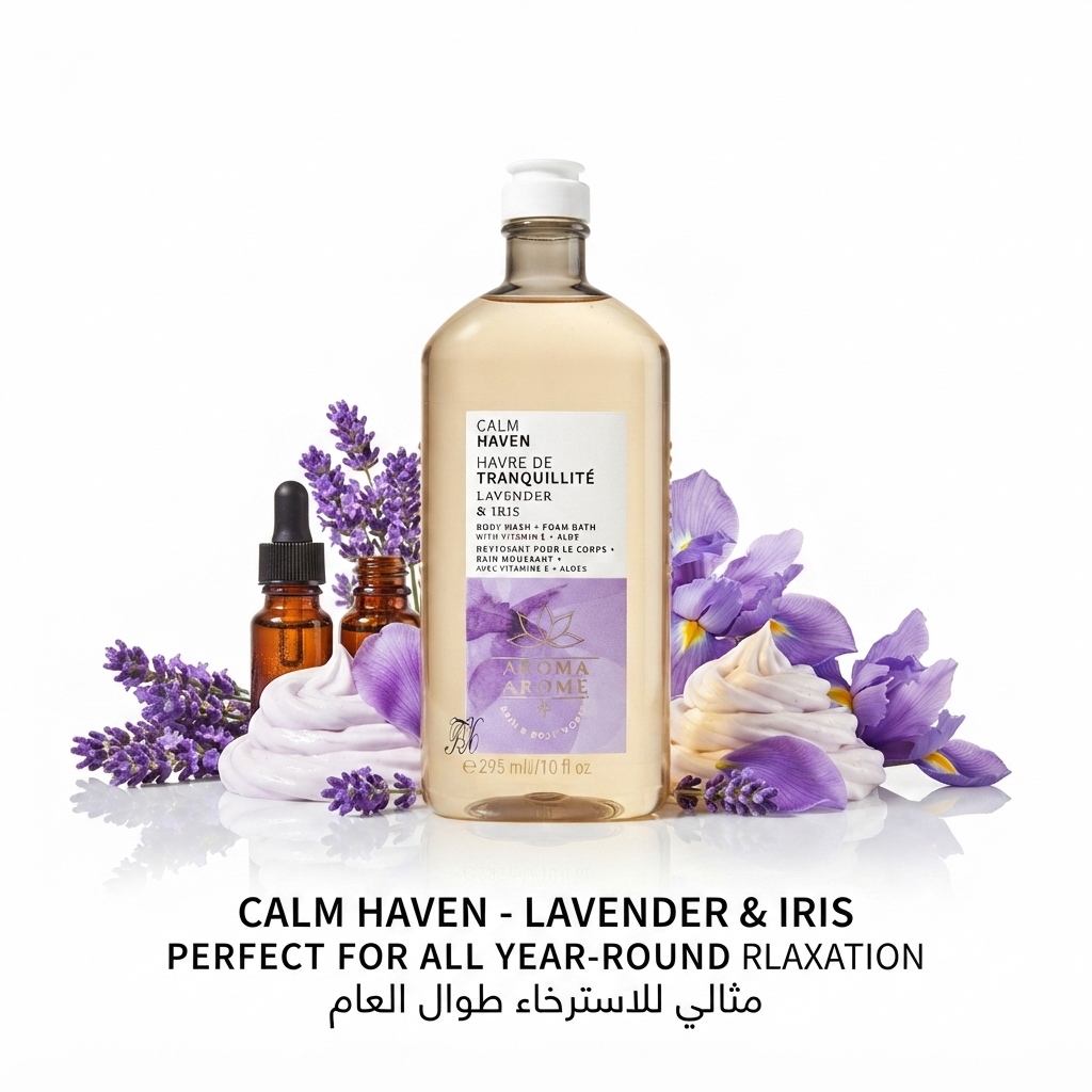 غسول الجسم ورغوة الاستحمام كالم هيفن لافندر وإريس من باث آند بودي ووركس (Bath & Body Works Calm Haven Lavender & Iris Body Wash + Foam Bath)