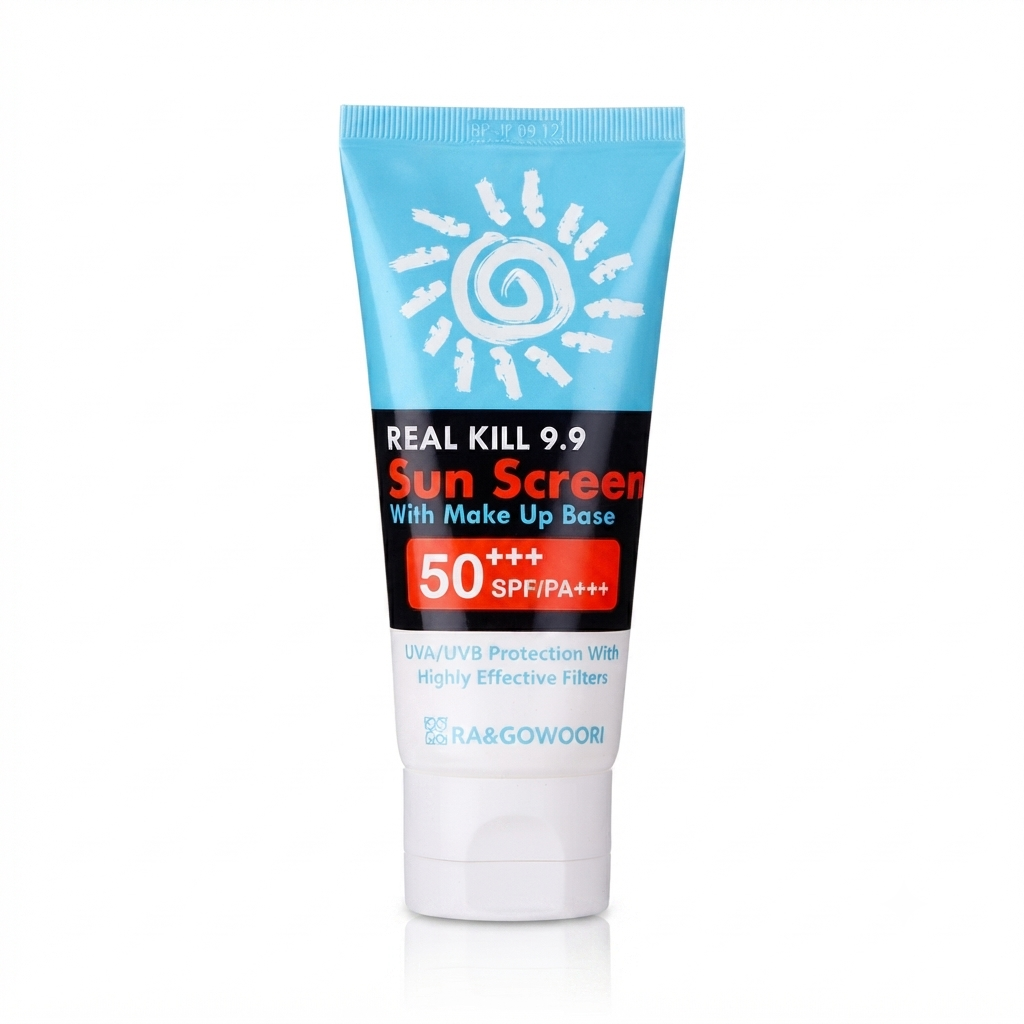 واقي الشمس مع أساس مكياج ريل كيل 9.9 را & جووري (RA & GOWOORI Real Kill 9.9 Sun Screen With Make Up Base SPF 50+++)