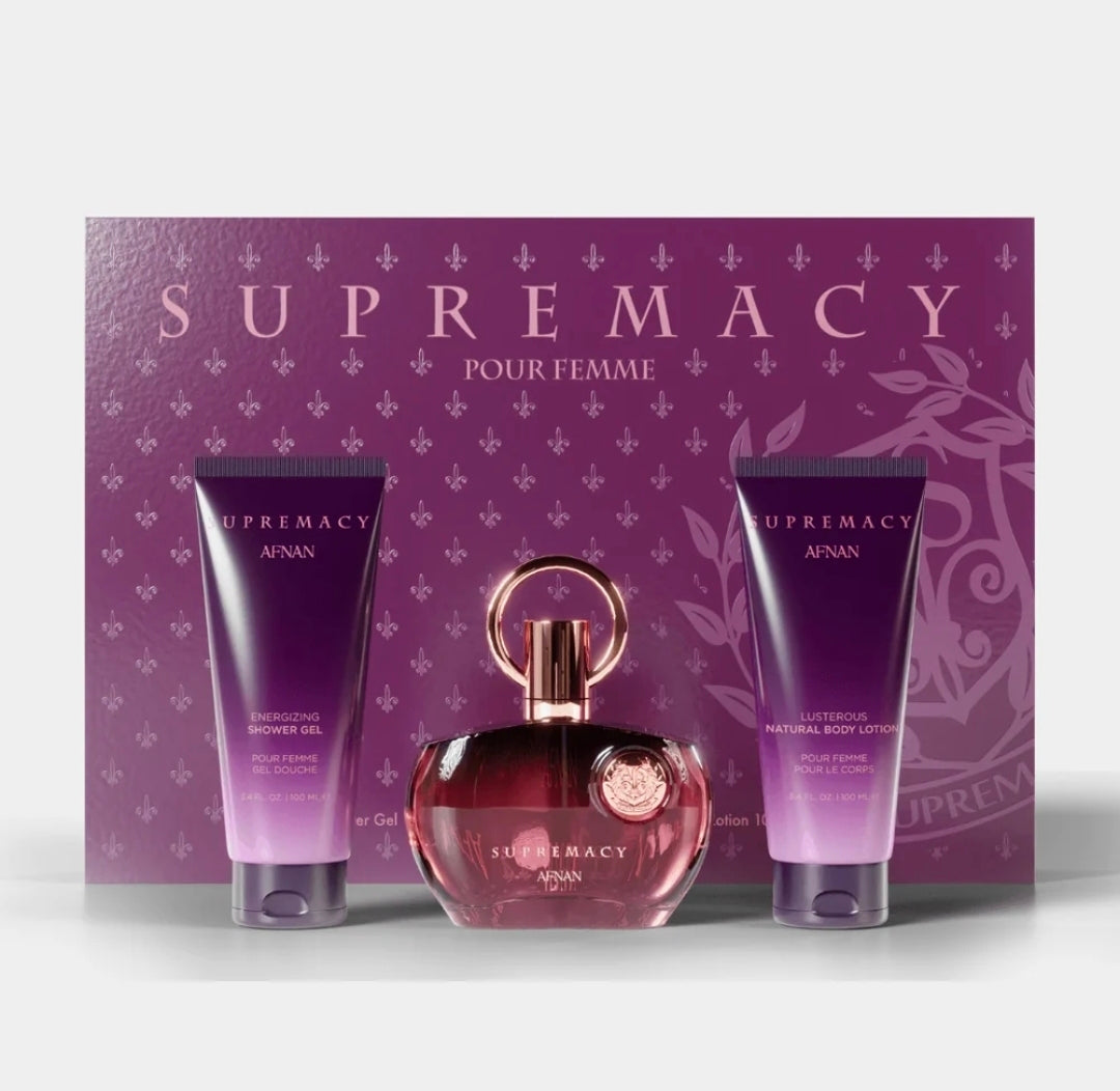 طقم هدايا عطر سوبريماسي بيربل للنساء من أفنان (Afnan Supremacy Purple Pour Femme Gift Set)