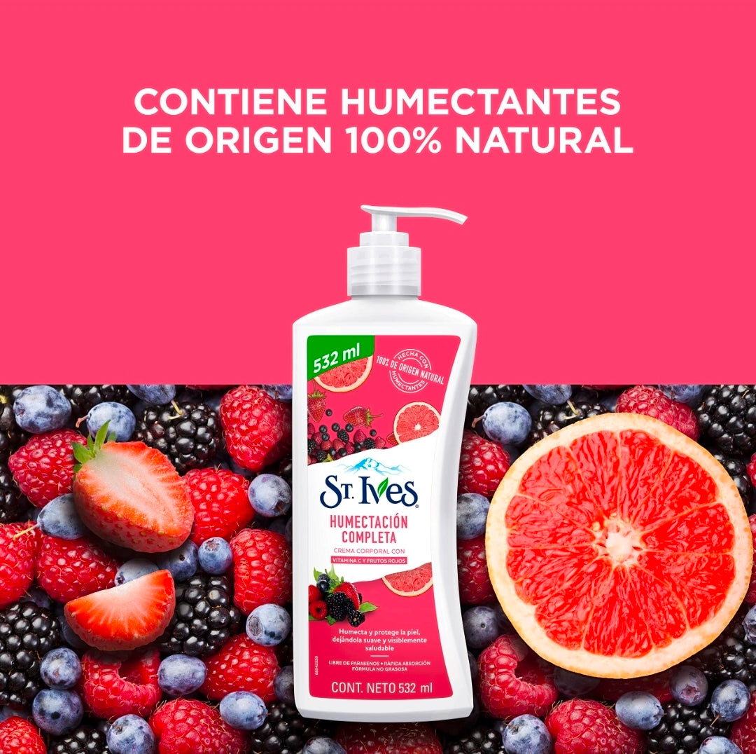 كريمة ترطيب الجسم بالـفيتامين C والفروس الروخوس سانت إيفز (St. Ives Humectación Completa Crema Corporal)