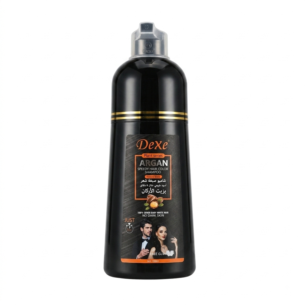 شامبو صبغة الشعر السريع بزيت الأركان للون أسود طبيعي من ديكسي (Dexe Argan Speedy Hair Color Shampoo - Natural Black)