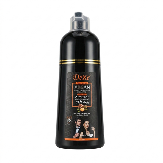 شامبو صبغة الشعر السريع بزيت الأركان للون أسود طبيعي من ديكسي (Dexe Argan Speedy Hair Color Shampoo - Natural Black)