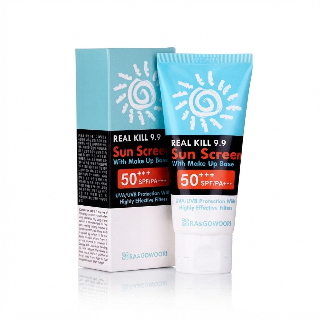 واقي الشمس مع أساس مكياج ريل كيل 9.9 را & جووري (RA & GOWOORI Real Kill 9.9 Sun Screen With Make Up Base SPF 50+++)