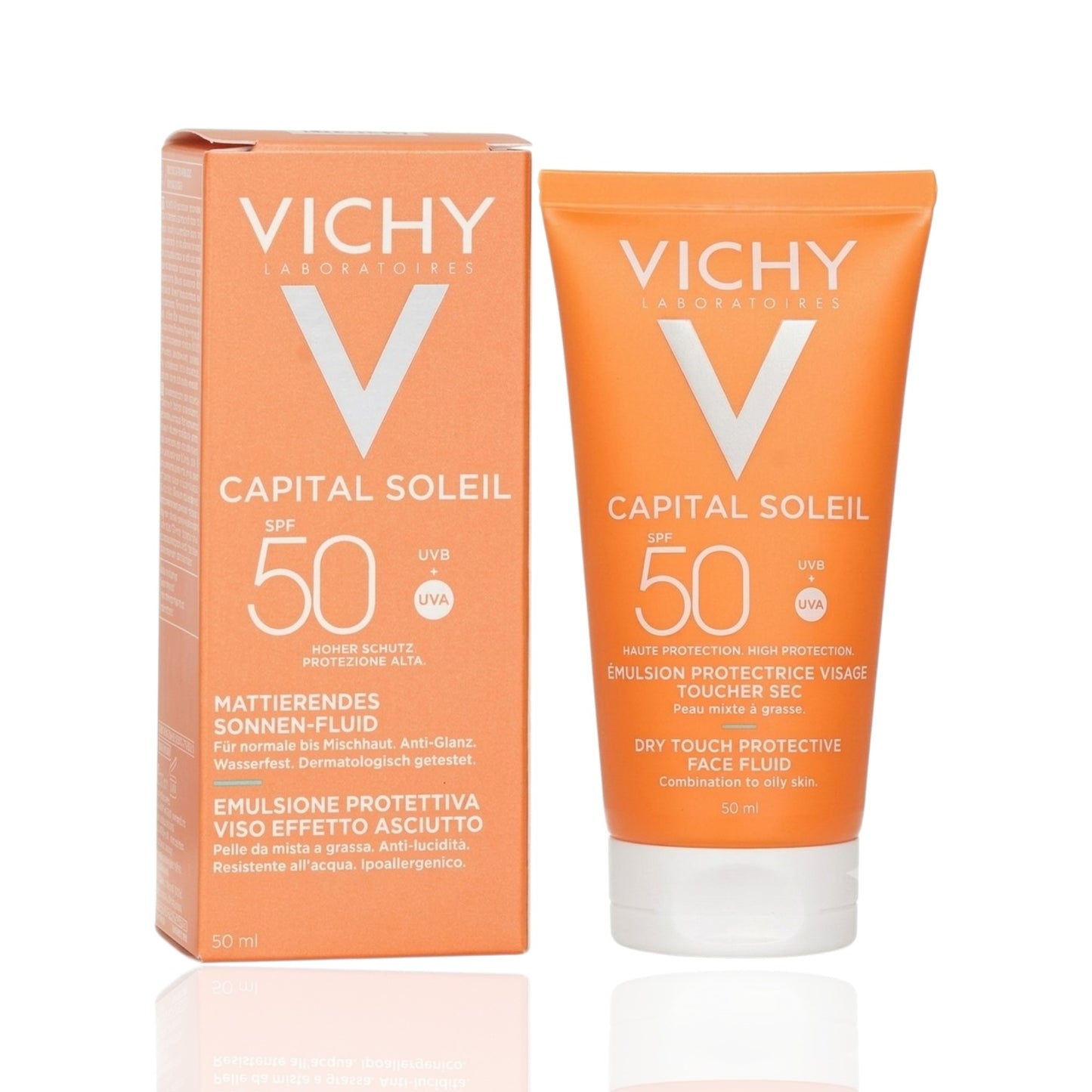 سائل الوجه الواقي الملمس الجاف كابيتال سوليل SPF 50+ من فيشي (Vichy Capital Soleil Dry Touch Protective Face Fluid)