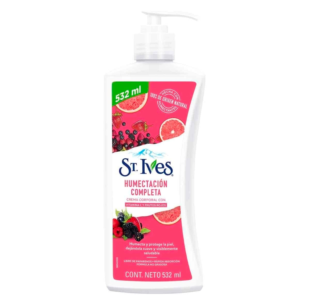 كريمة ترطيب الجسم بالـفيتامين C والفروس الروخوس سانت إيفز (St. Ives Humectación Completa Crema Corporal)